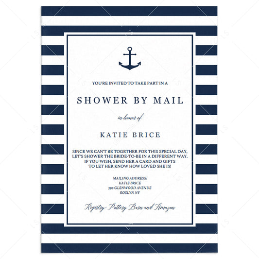 Long Distance Shower Invitation Navy and White by LittleSizzle