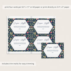Editable floral baby diaper cards baby shower games by LittleSizzle