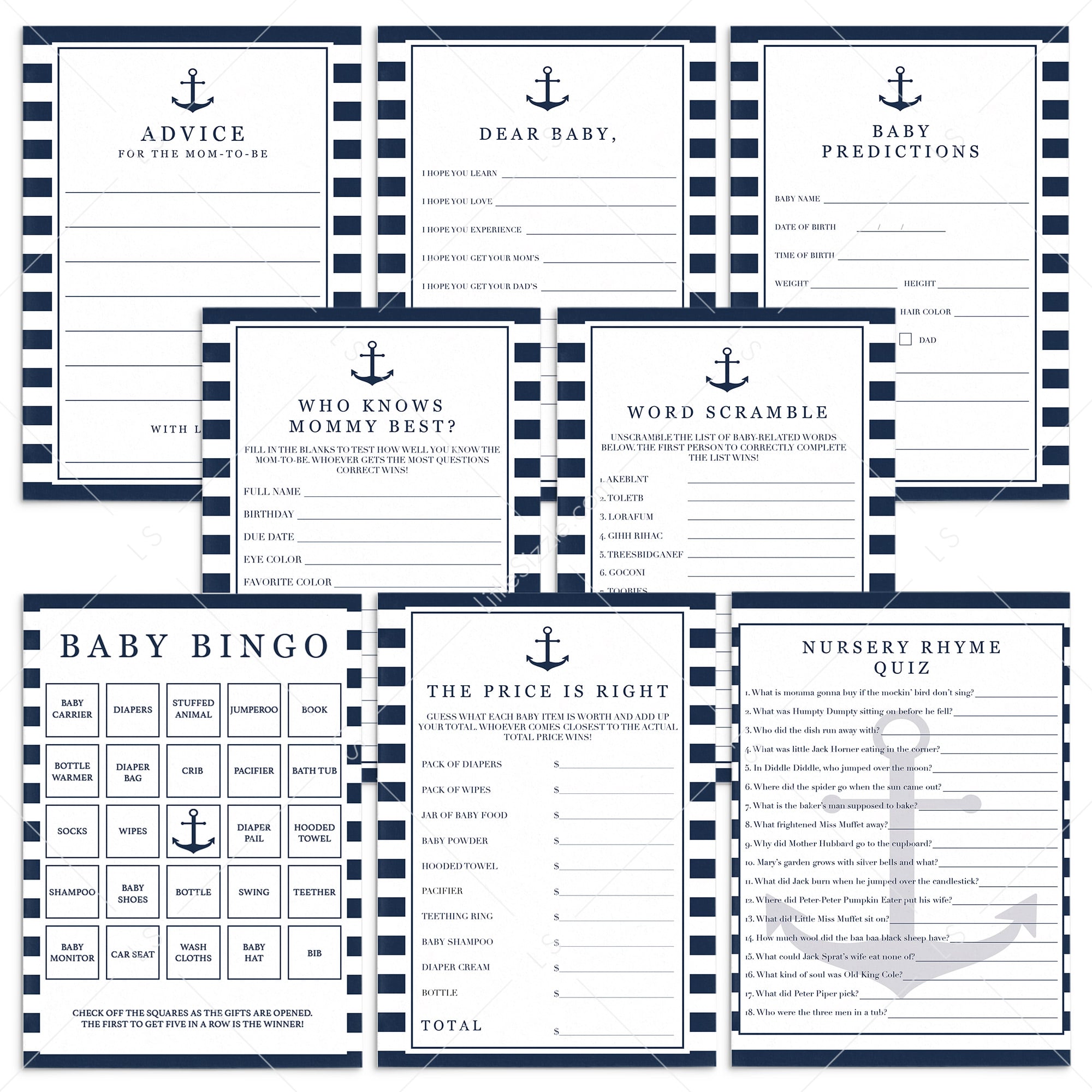 Printable Baby Shower Games for Boys