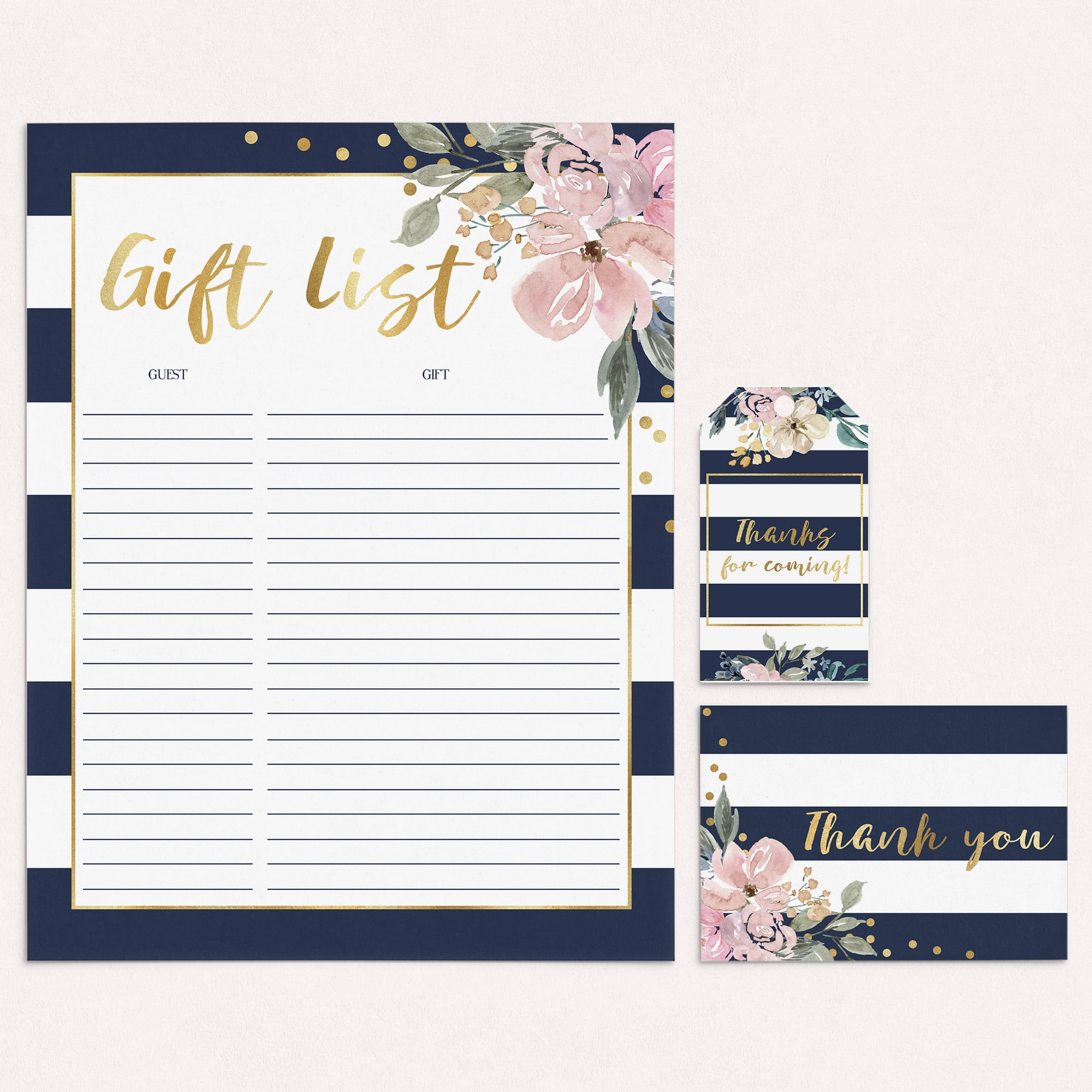 Printable Gift and Guest List, Thank You Notecards and Tags Bohemian Theme by LittleSizzle