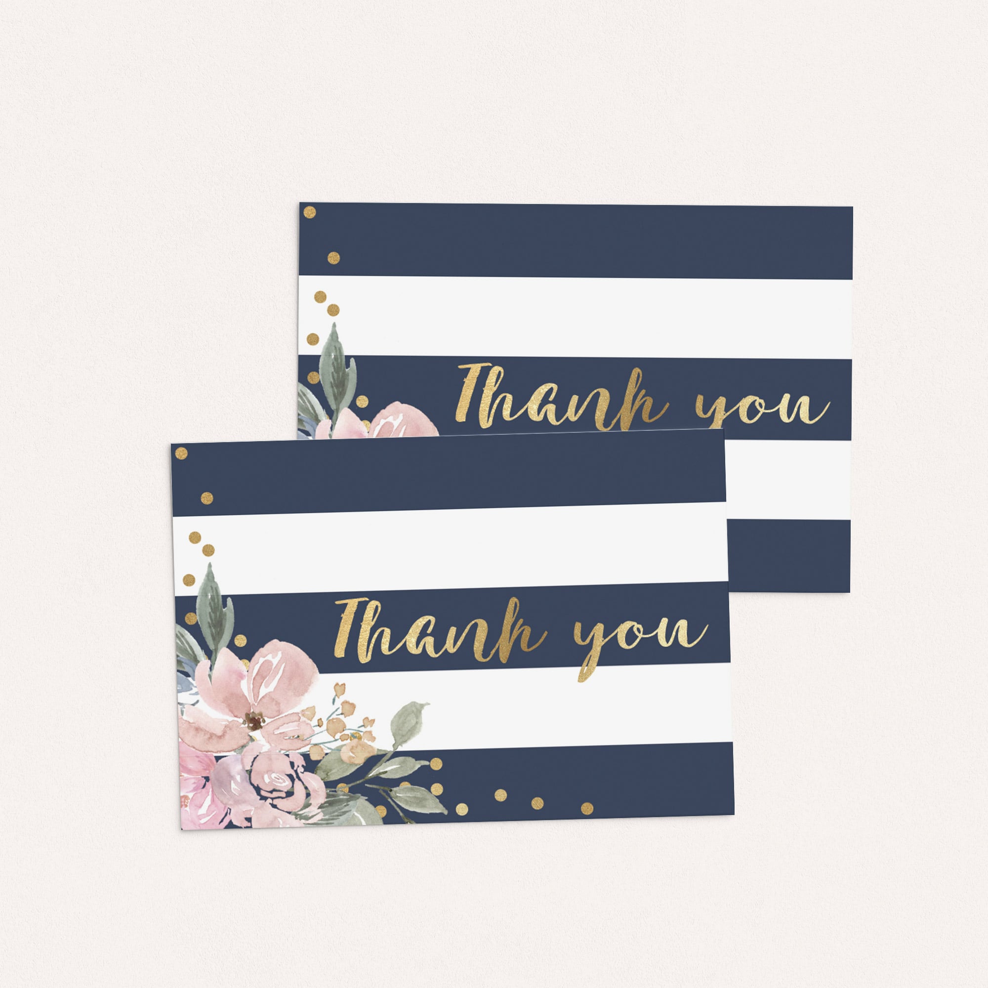 Pink navy and gold thank you cards instant download PDF by LittleSizzle