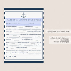 navy blue bridalshower games cards