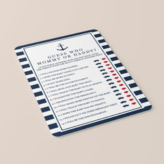 Mommy or Daddy Quiz Template for Nautical Baby Shower