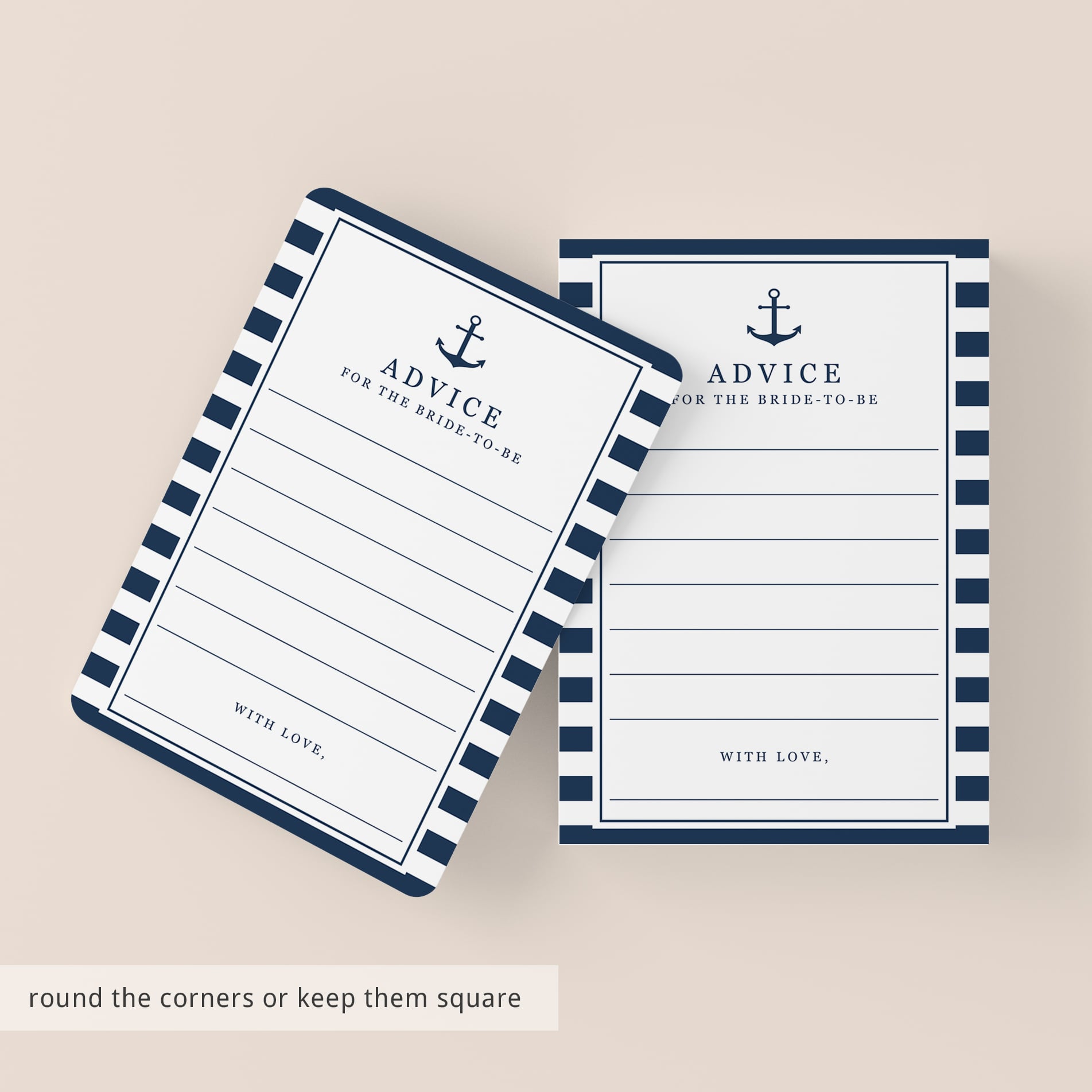 nautical wedding advice cards for the new bride