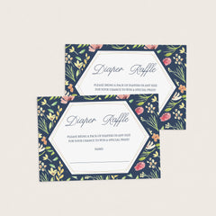 Flower pattern baby diaper raffle tickets printable PDF template by LittleSizzle