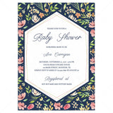 Navy floral baby shower invitation template by LittleSizzle