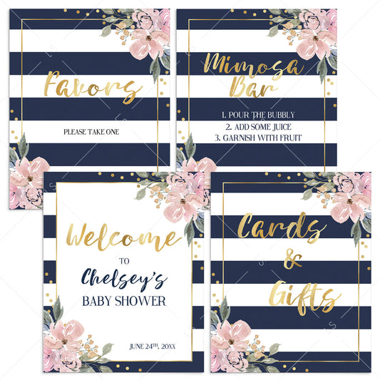 Printable Pink and Navy Party Decorations by LittleSizzle
