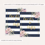 Navy pink and gold cards and gifts sign for shower by LittleSizzle