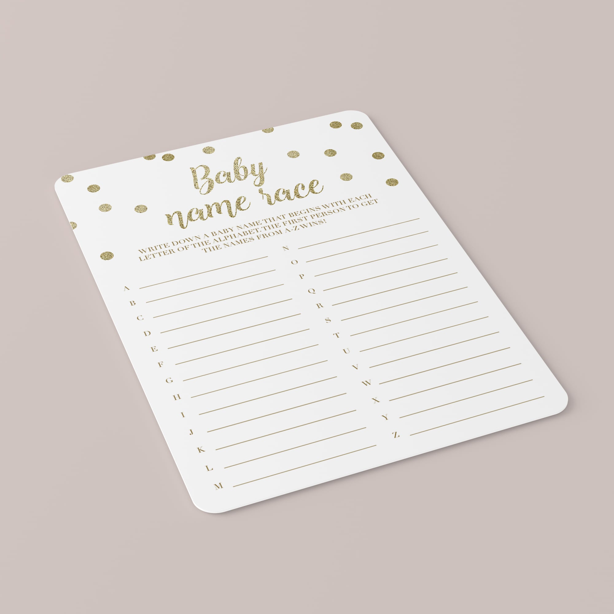 Instant download baby names a to z game printable by LittleSizzle