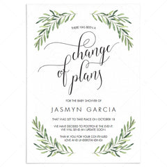 Postponement PDF Template for Baby Shower by LittleSizzle