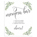 Greenery Momosa Bar Sign for Baby Shower by LittleSizzle