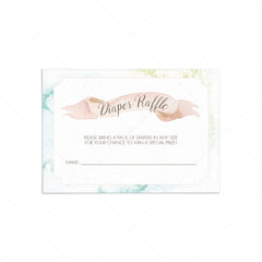 Watercolor baby shower diaper raffle cards by LittleSizzle