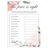 Floral watercolor baby shower price is right printable by LittleSizzle