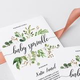 Greenery baby sprinkle invites by LittleSizzle