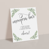 Greenery Momosa Bar Sign for Baby Shower