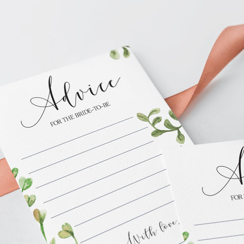 Botanical Bridal Advice Card Printable | Instant download – LittleSizzle