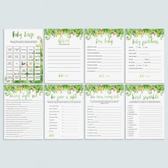 Tropical themed baby shower games pack printable by LittleSizzle