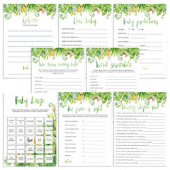 Tropical themed baby shower games pack printable by LittleSizzle