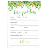 Green tropical baby predictions shower game printable by LittleSizzle