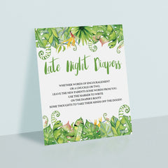 Editable baby sprinkle diaper thoughts sign with green leaves by LittleSizzle