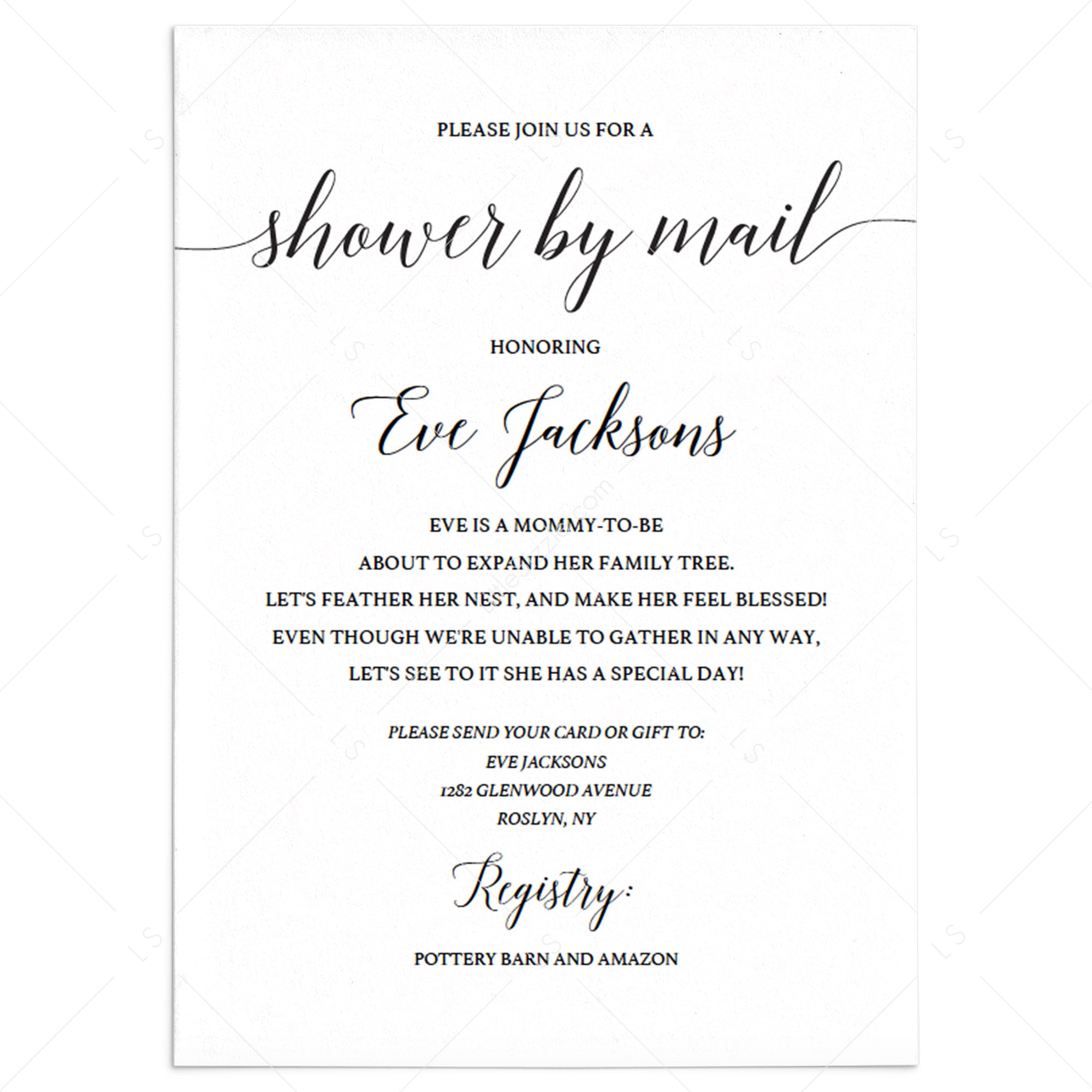 Baby Shower By Mail Invitation Template Minimalist by LittleSizzle