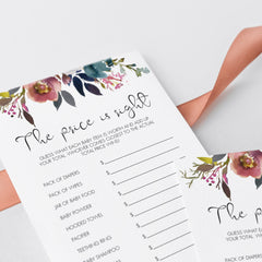 Price right baby game printable floral watercolor by LittleSizzle
