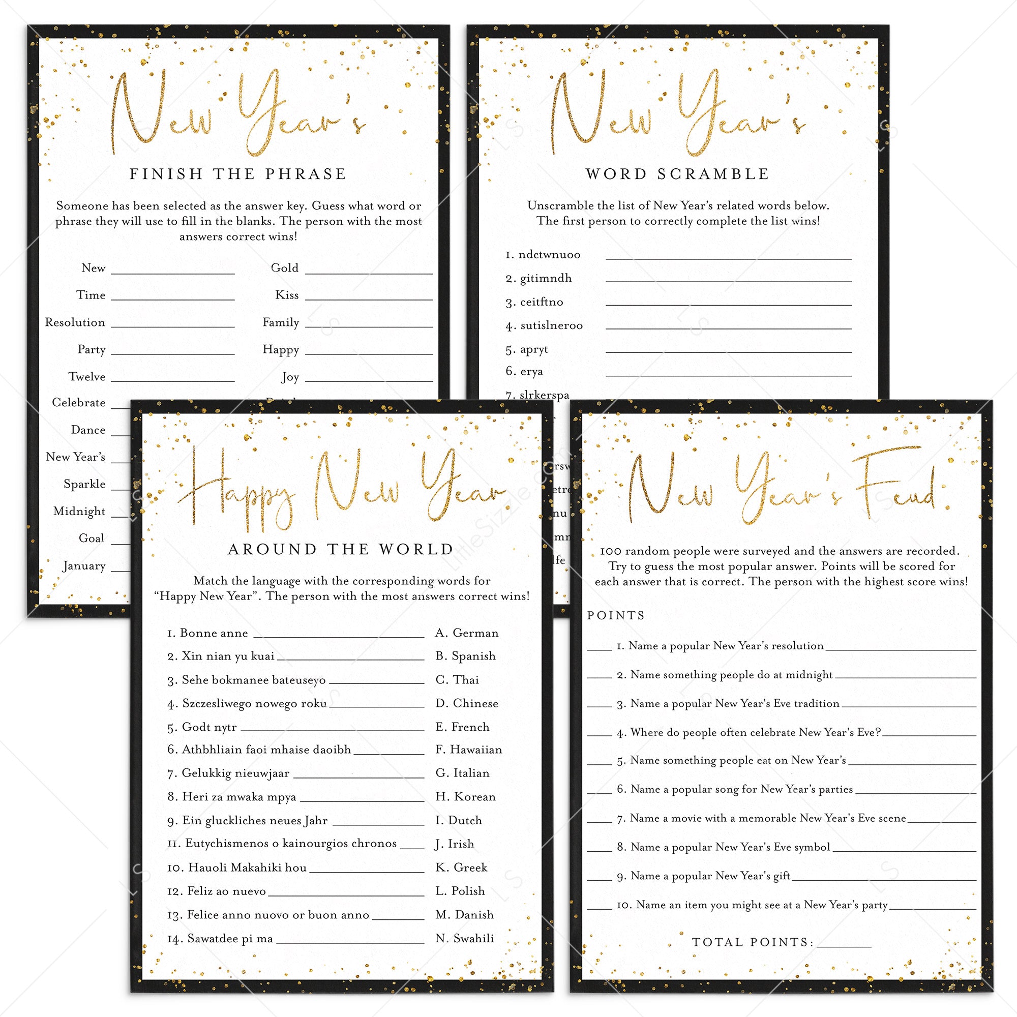 New Year's Eve Games for Family Printable by LittleSizzle