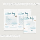 Up and Away Baby Shower Wishes for Baby Printable