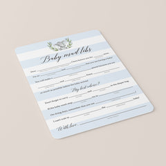 Baby madlibs game card printable blue elephant by LittleSizzle