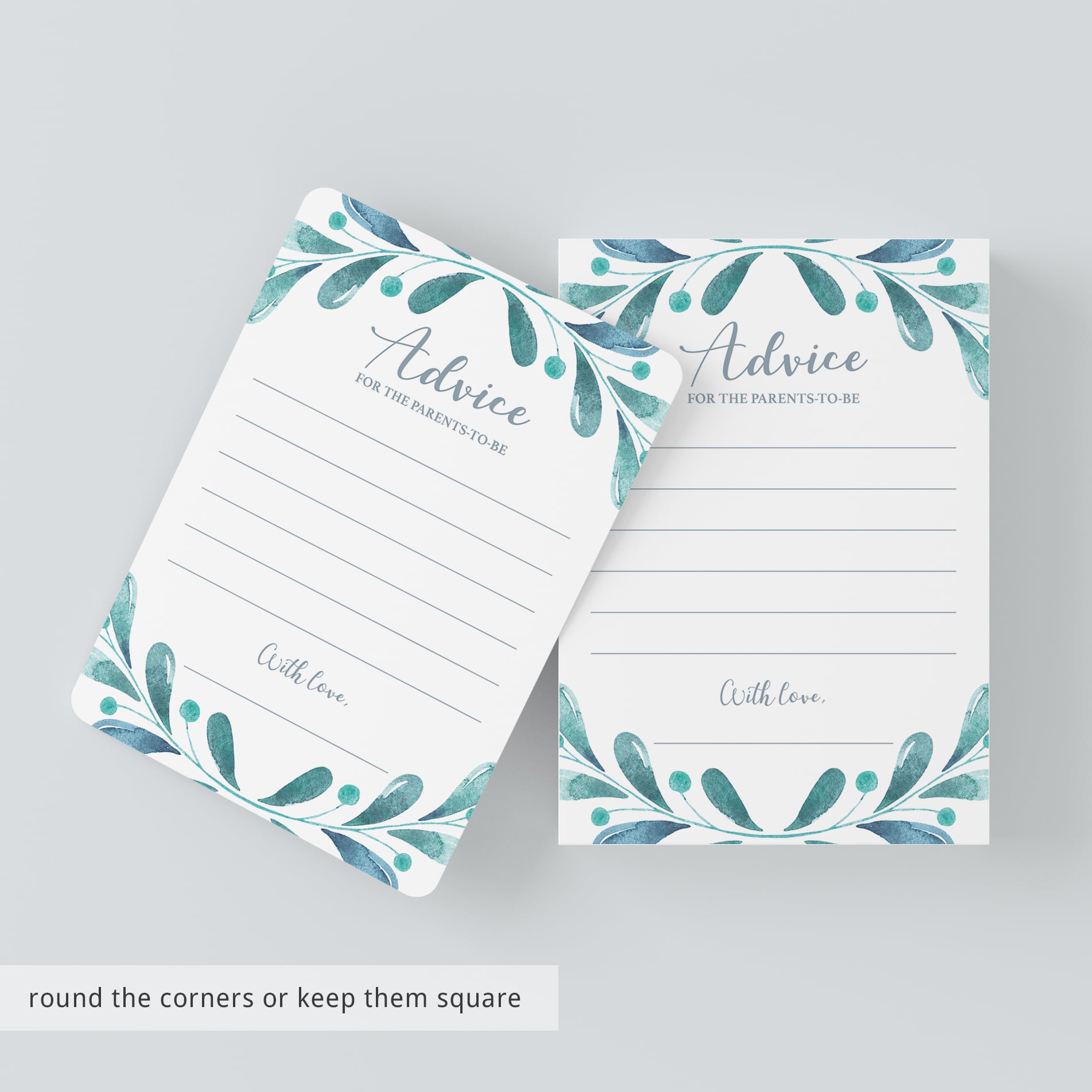Winter silver and blue advice cards for new parents download PDF by LittleSizzle