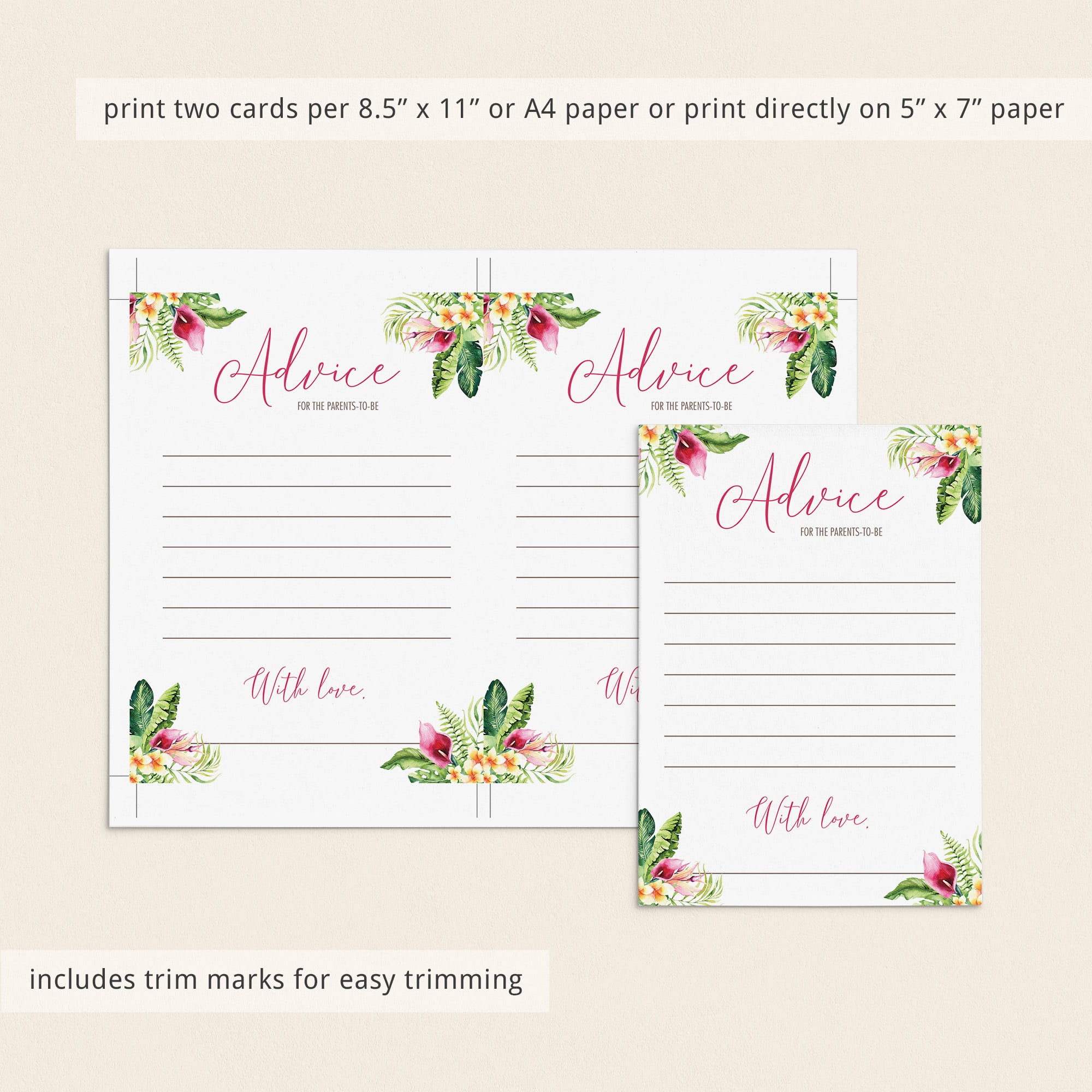 Printable advice cards for girl baby shower by LittleSizzle