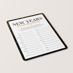 New Years Finish My Phrase Game Printable