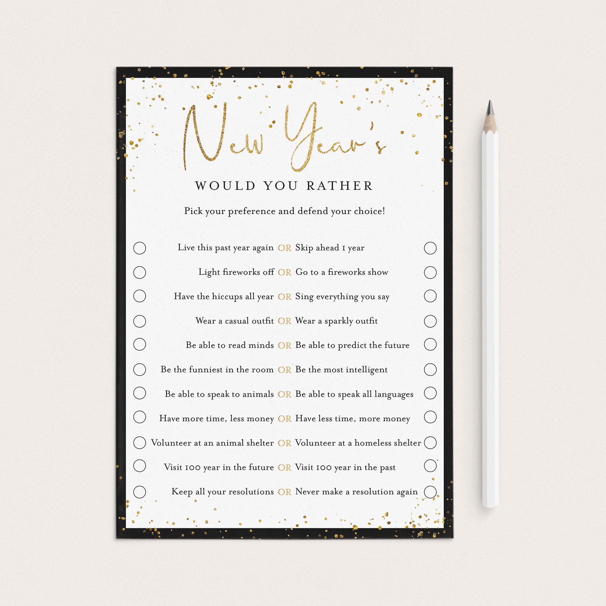 New Year's Eve Game Would You Rather Printable by LittleSizzle