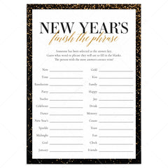 New Years Finish My Phrase Game Printable by LittleSizzle