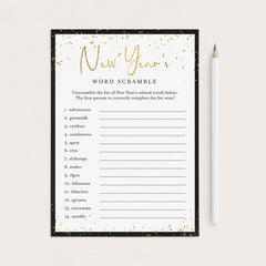 New Years Word Scramble Game Printable by LittleSizzle