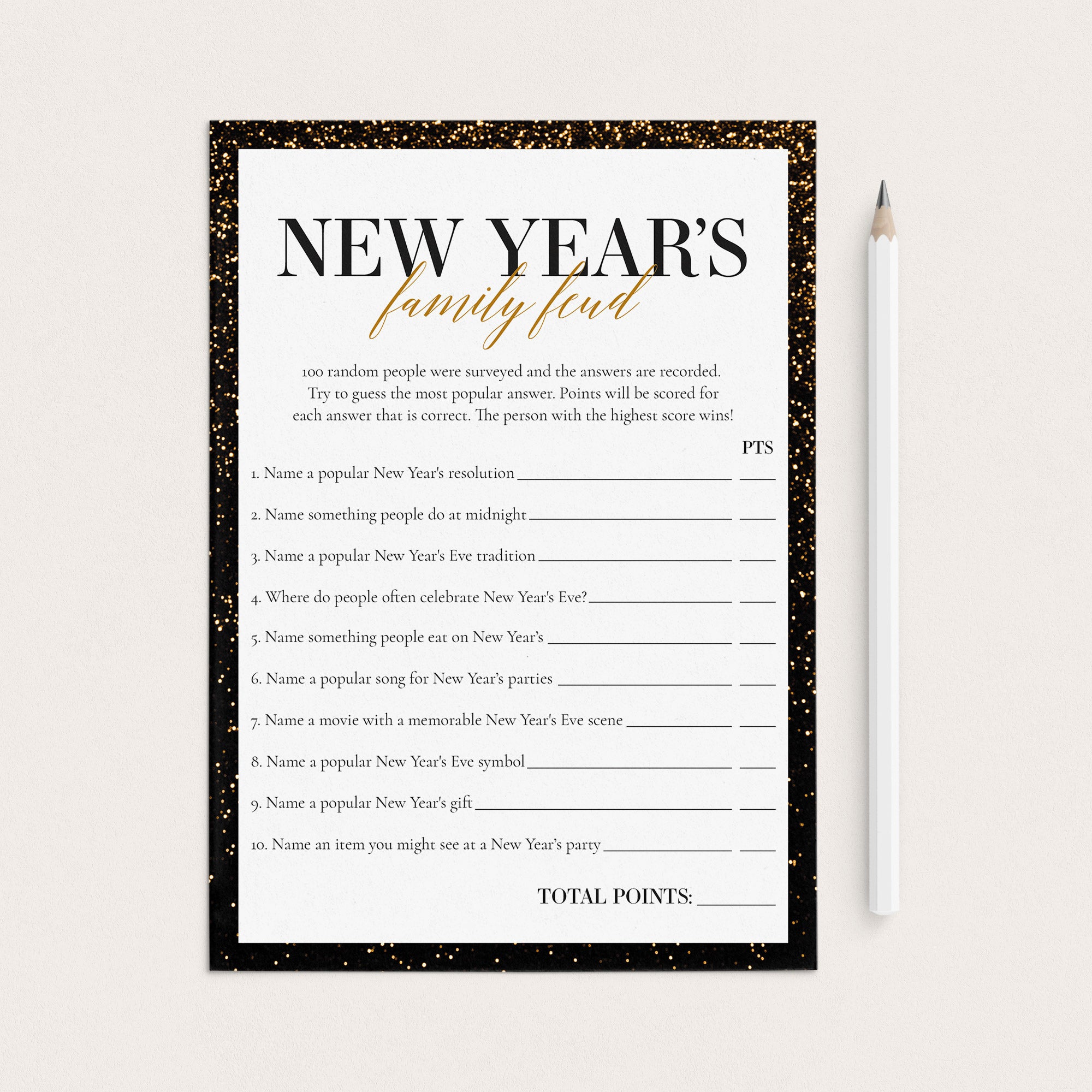 New Year's Family Feud Game Printable by LittleSizzle