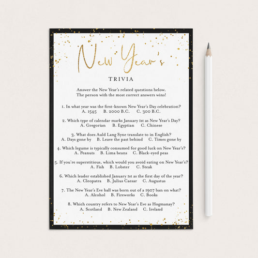 New Years Trivia Game with Answers Printable by LittleSizzle