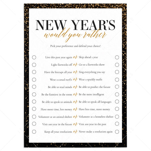 New Years This or That Game Printable by LittleSizzle