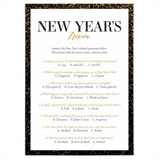 Printable New Year's Eve Trivia for All Ages by LittleSizzle