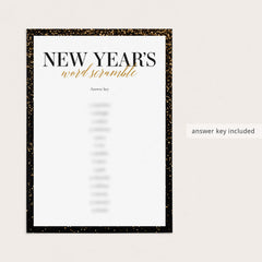 New Years Scrambled Words Game Printable