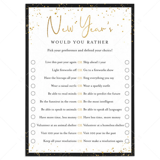 New Year's Eve Game Would You Rather Printable by LittleSizzle