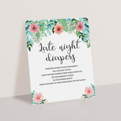 Late night diapers template for floral shower by LittleSizzle