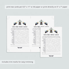 Word Search Christmas Themed Party Game Printable