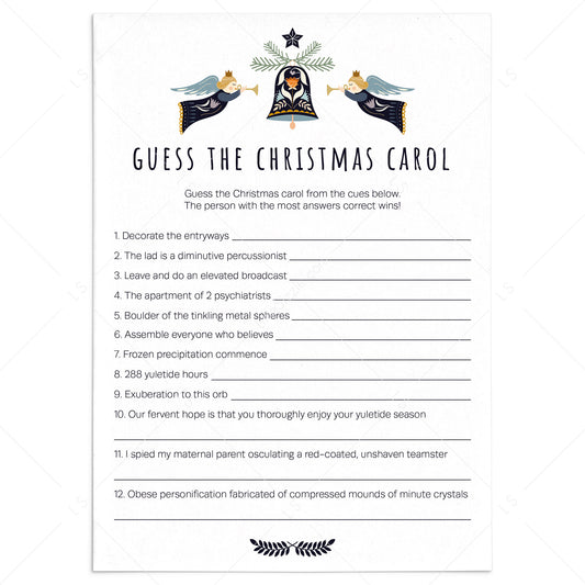 Guess The Christmas Songs Game with Answer Key Printable by LittleSizzle