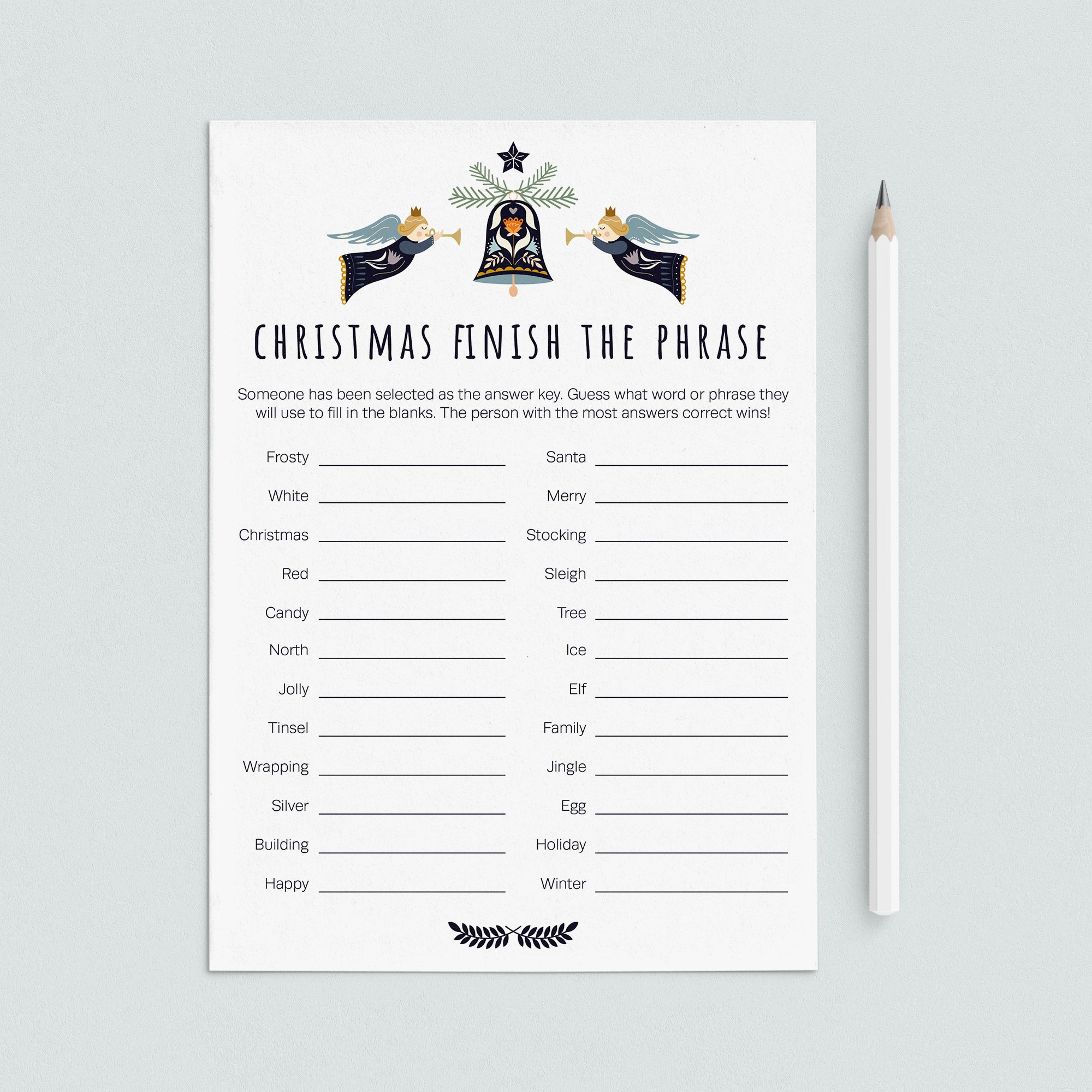 Printable Christmas Game for Groups Finish The Phrase by LittleSizzle