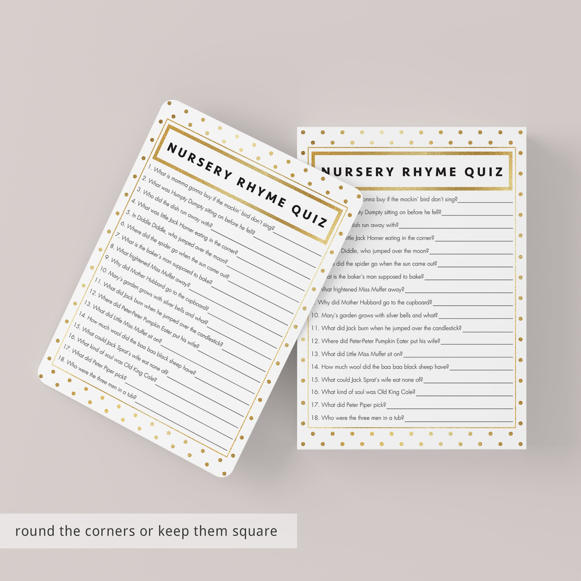 Gold and white baby shower games printable by LittleSizzle