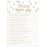 Printable Nursery Rhyme Quiz for gender neutral baby shower by LittleSizzle