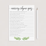 Nursery rhyme quiz answers for baby shower by LittleSizzle