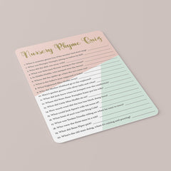 Pink and gold nursery rhyme quiz for baby shower by LittleSizzle