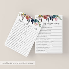 Boho Baby Shower Nursery Rhyme Quiz Printable